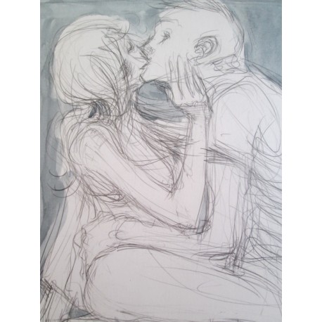 Bézian Frédéric: Dessin original, le baiser.