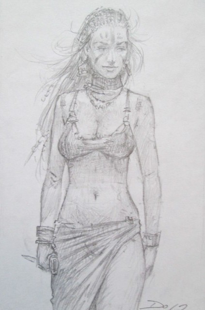 Dola: dessin original, La Guerrière.